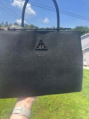 Loungefly Harry Potter Deathly Hallows Black Satchel Top Handle Detachable Strap