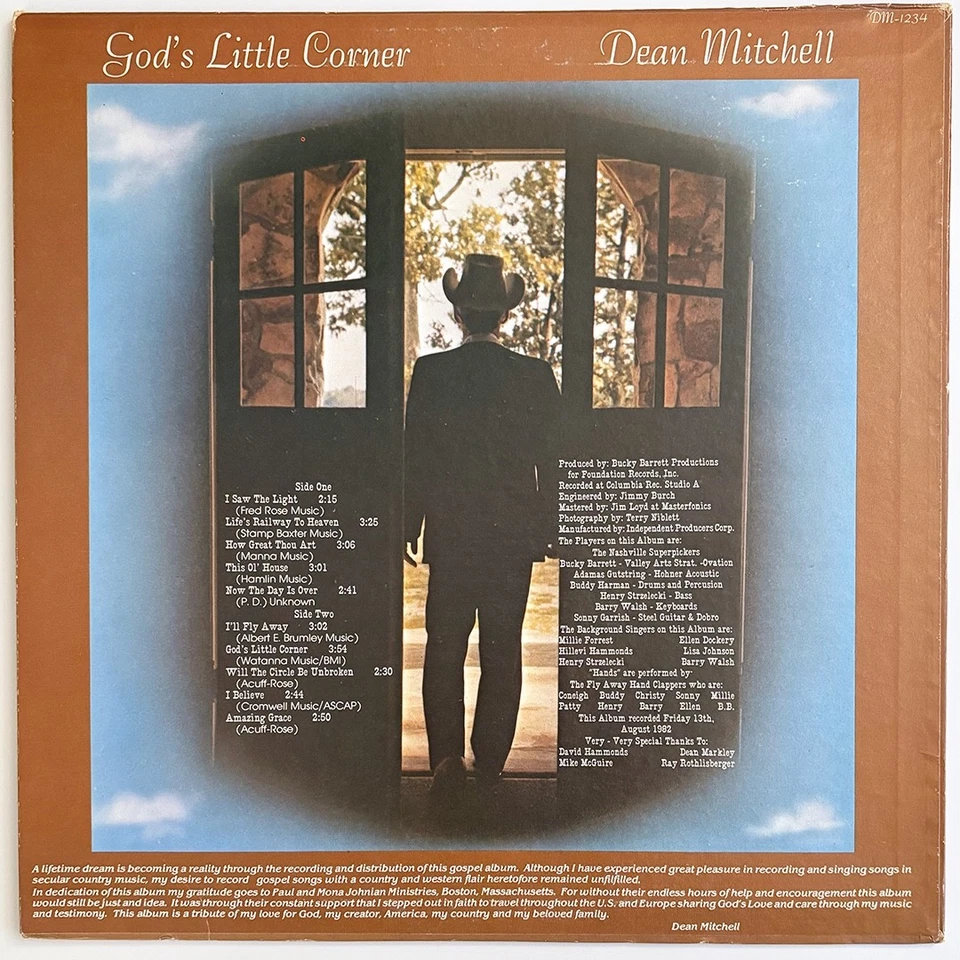DEAN MITCHELL God's Little Corner, Rare Country Gospel LP Private Label, Alabama - Image 2 of 4