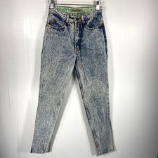VTG 80s Jordache Blue Acid Wash Denim High Rise Jeans Anke Zip Junior Womens 7/8