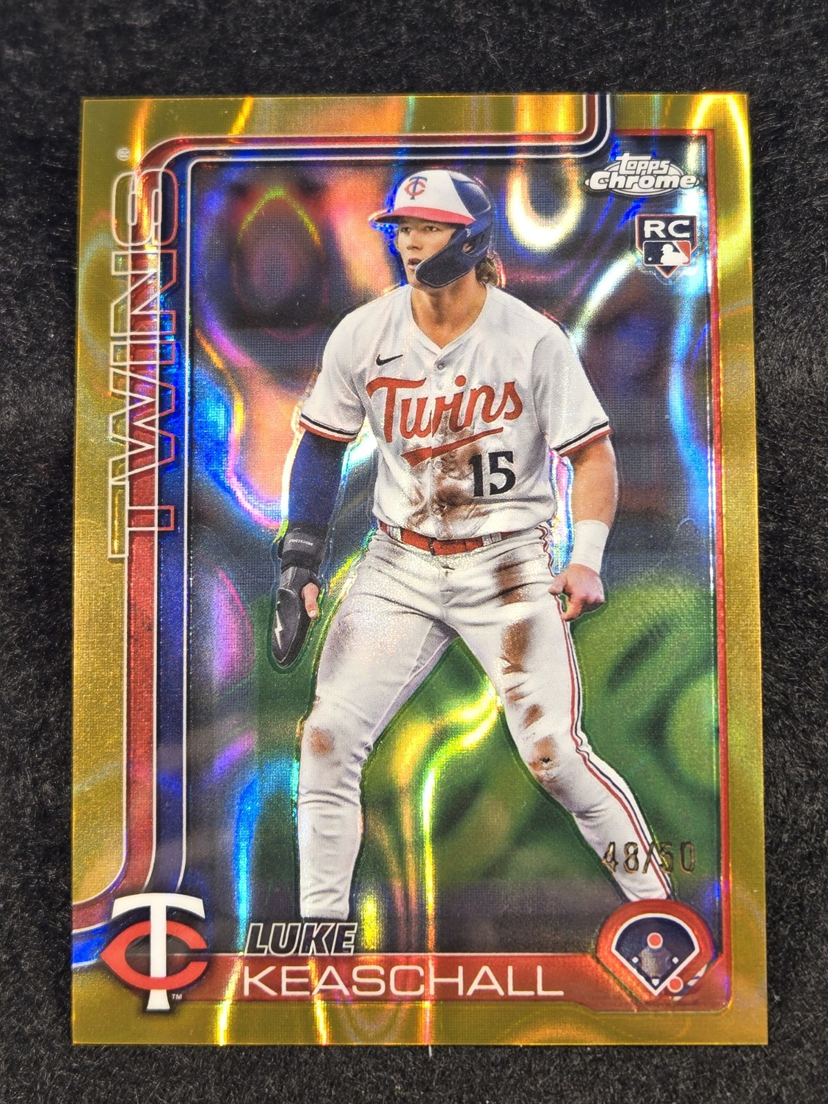 2025 Topps Chrome Update Luke Keaschall Gold Raywave Rookie Debut  48/50 USC106