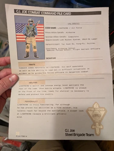 GI JOE ARAH Steel Brigade File card private sale