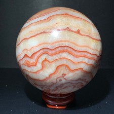 508G RARE crystal Red Striped Stone crystal Ball Mineral Polished Healing