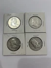 Set of 4  Half Dollars 1953, 1954 D Fine/Very Fine Silver 50C Coins Circulated