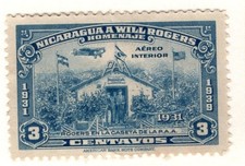 Nicaragua 1939 Will Rogers Commemoration 3c SG1031 MNG