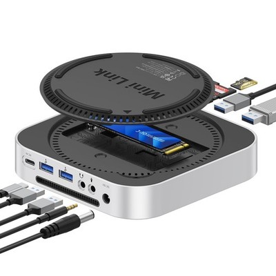MiniLink Mac mini USB Hub Compatibility with NVME/SATA M.2 SSD Enclosure, 9-i...