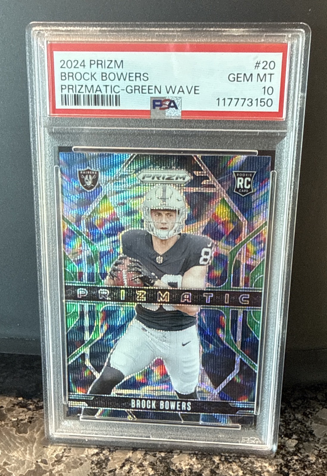 Brock Bowers Panini Prizm Prizmatic #20 Green Wave