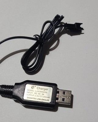 USB Charger Cord LJ-0360250 for RC Shantou Jinlongjie Input 5V 2A Output 3.6V