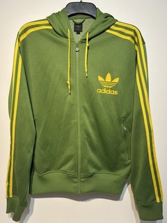 Adidas Originals Green & Yellow Zip Up Hoodie Jacket Top VGC Size L