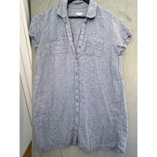 J Jill Love 100% Linen Shirt Dress Minimalist Women XL Petite Blue Beach Coastal