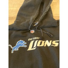 Reebok Detroit Lions NFL Hoodie Mens Black Pullover Sweatshirt Graphic Logo XL