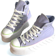 Converse Chuck Taylor CTAS Lift Platform Hi Purple Size 5 Women Bleach Spots