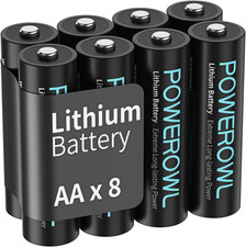 POWEROWL AA Batteries, 1.5V Lithium Battery, Double a Battery - Pack of 8 (Not R 1.72 per battery