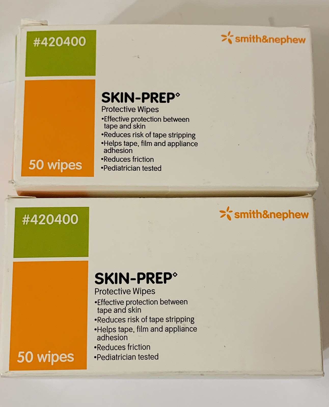 2 BOXES Smith & Nephew 420400 SKIN-PREP Protective Wipes -2BX/50EA