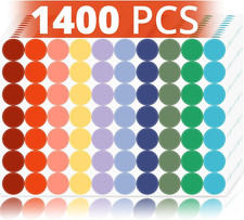 1400 Pcs Colored Dot Stickers, 3/4 Inch round Color Coding Labels, 10 Color Circ