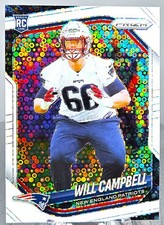 2025 Panini Prizm Will Campbell White Disco Prizm Parallel Rookie Card #312. rookie card picture