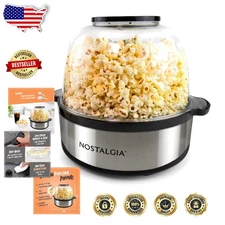 Stainless Steel 24 Cup Popcorn Popper, Non-Stick Stirrer, Hot Oil Machine