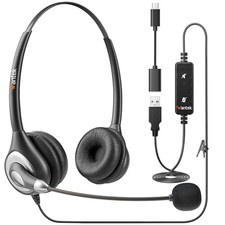 Wantek Wired Headset with Microphone, USB Type-C, Binaural, Noise-Cancelin NEW
