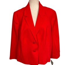 Kasper Blazer Womens 16W Scarlet Red 2 Button Vibrant Professional Jacket