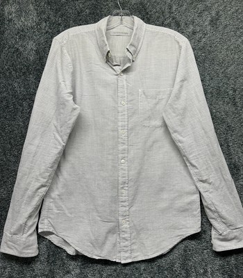 Outerknown Mens Size S White Gray Long Sleeve Cotton Linen Button Up Shirt (K1)