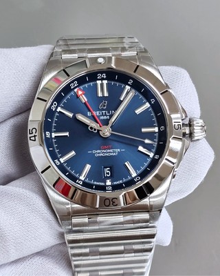 Breitling Chronomat Automatic GMT SS 40mm Blue Dial Men's