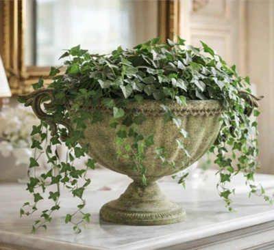 Amphore Pokal Blumentopf Pflanztopf Pflanzschale Ornament Antik Grau Oval 40cm - Bild 1 von 4