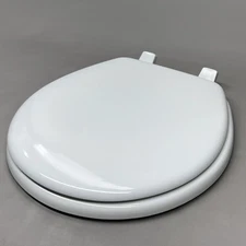XM30TM Bemis White Closed Front Toilet Seat with Cover, Round Wood Seat