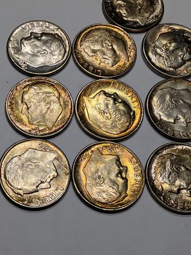 1946-1964 P/D/S Mixed Date/ Mintmarks Ch/Gem BU Roosevelt Dime Roll Many Rainbow