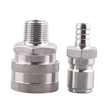 Stainless Steel Quick Disconnect Set - Beer Barb Male/MPT Female 3/8 Inch