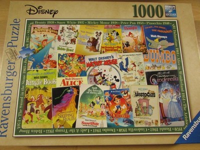 Superb Complete RAVENSBURGER 198740 Disney Vintage Poster 1000pc Puzzle