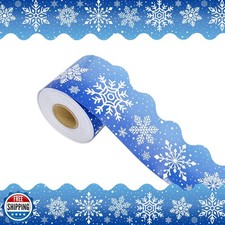 69 Feet Winter Snowflake Bulletin Board Borders, Scalloped Border
