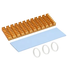 M.2 Aluminum Heatsink Kit 70x22x6mm Slotted Design Gold w Silicone Thermal Pads