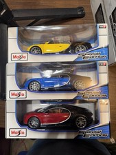 Maisto 1:18 Bugatti Chiron 3 Pack! Red, Yellow, Blue 