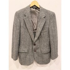 Harris Tweed Herringbone Wool Blazer Jacket Men's Vintage Scotland 100 Wool