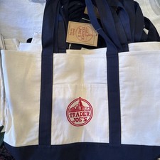 BRAND NEW w/ Tags - Trader Joe  s - Canvas Tote Shopping Bag - LARGE NAVY BLUE