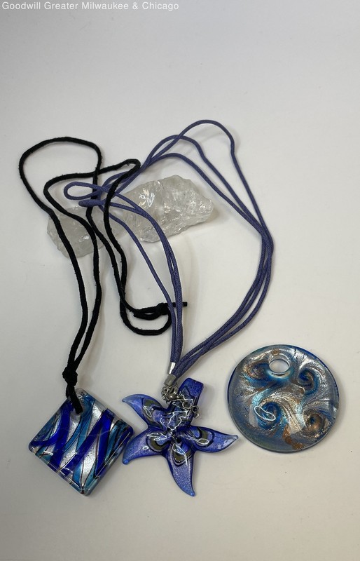 Artisan Dichroic Glass Pendant Necklaces 78.2g