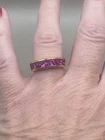 VTG UTC Signed Suzanne Somers Vermeil 925 Pink Trillion Crystals 7 Band Ring