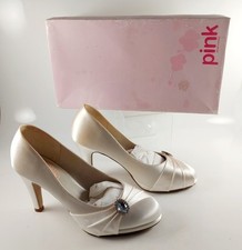 Pink Paradox London Ivory Satin Wedding Shoes, UK Size 5, Boxed