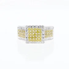 Yellow and White Diamond Filigree Design Ring GVM8194