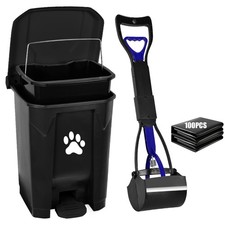 Outdoor Dog Poop Trash Can with Lid, Removable Bin, Black