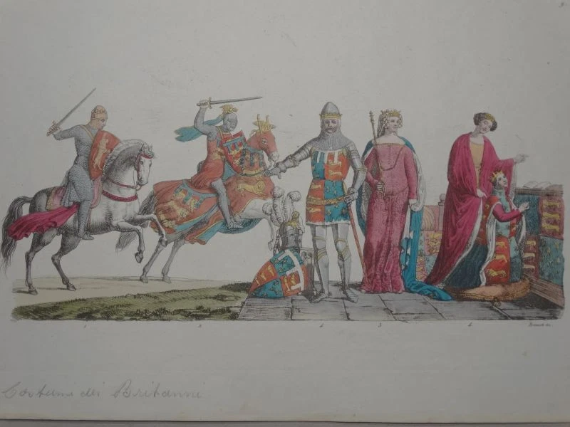 Elisabeth I. Kostüme England Caffehaus Wien 2 Lithographien 1 Kupferstich 1840 - Bild 4 von 4
