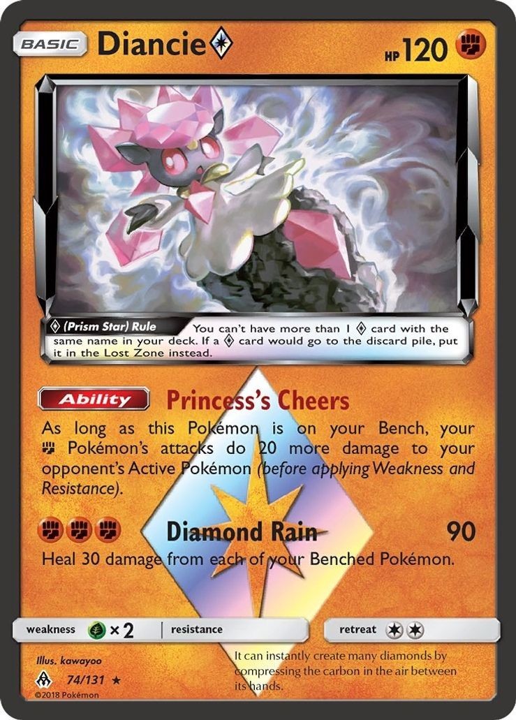 Diancie Prism Star - 74/131 - Pokemon Forbidden Light Sun & Moon Card NM