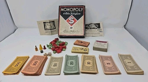 Vintage 1936 Parker Brothers MONOPOLY Board Game (No Board)