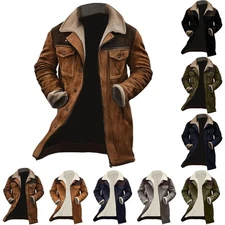 Men's Suede Color-matching Winter Jacket Multi-pocket Zipper Coat NEW/*--
