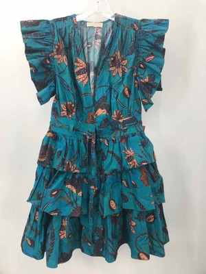 Pre-Owned Ulla Johnson Blue Size 2 Floral Shift Knee Length Sleeveless Dress