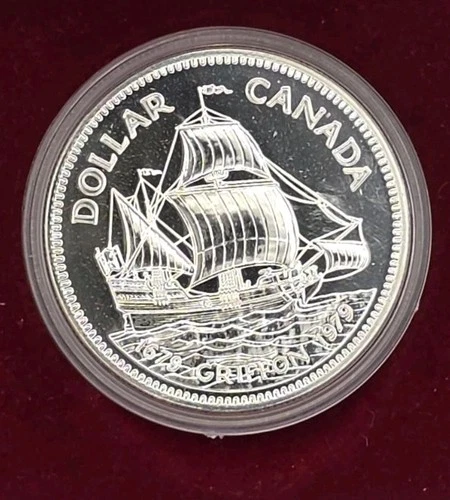 1979 Canada Silver Dollar Proof RCM Griffon Ship Coin w/ Case & COA 50% Silver