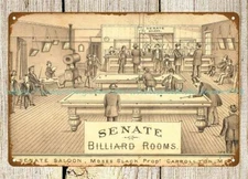 1880s Senate Billiard Rooms metal tin sign home tavern bars supply