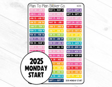 4035 2025 Weeks of the Year Monday Start Planner Stickers.