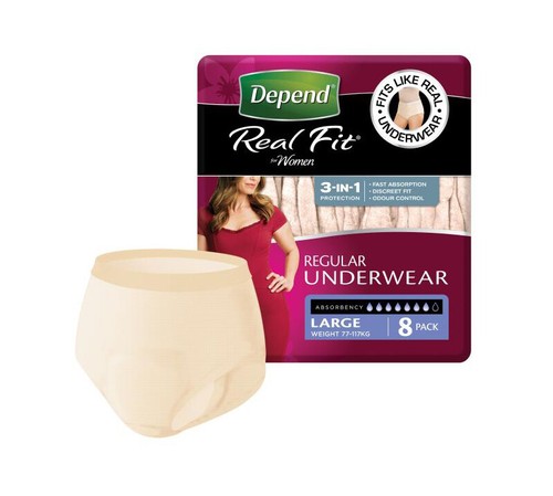 Depend Women Real Fit Super Underwear Large Discreet Breathable 4 x 8 = 32 Pants - Picture 2 of 11