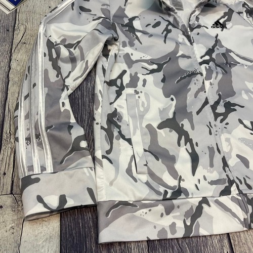 Adidas 3-Stripes Track Jacket Kids Size Large White Grey Camouflage Camo Coat - Picture 3 of 12