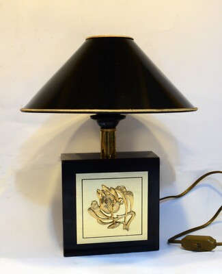 Lampe De Table Ancienne En Métal Doré - Luminaire Vintage Art - Électrique